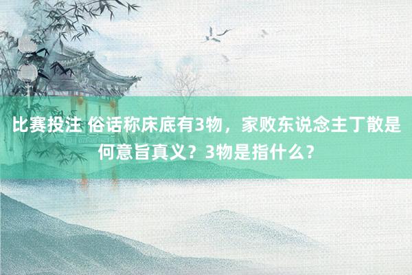 比赛投注 俗话称床底有3物，家败东说念主丁散是何意旨真义？3物是指什么？